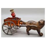 Cast Iron Cat-Drawn Cart w/Boy Rider