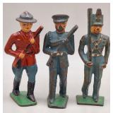 3 Grey Iron ? Cast Iron Toy Soldiers