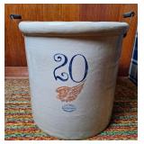 20-Gallon Red Wing Stoneware Crock w/Handles