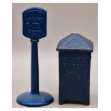 Cast Iron Toy "Waste Paper" & Police Dept. Sign
