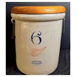 6-Gallon Red Wing Stoneware Crock w/Handles