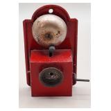 Red Tin Dollhouse Wall Telephone Bell