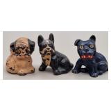 3 Hubley Cast Iron Dog Paperweights