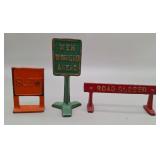 3 Arcade Cast Iron Toy Road Signs
