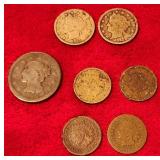 A group of 7 vintage coins