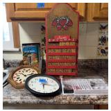 Wall clocks and wooden calendar