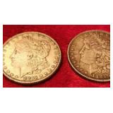 2- 1885 Morgan Silver Dollars