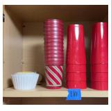 Plastic drink cups and measuring dishes