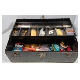 Metal Tackle Box and Contents