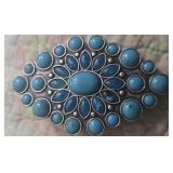 Turqoise and silvertone Brooch