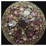 Filigree Brooch w/Purple & Pink Amethyst Stones