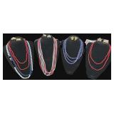 Red/White/Blue Beaded Necklaces/Pins