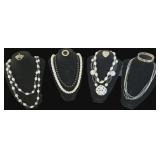 VTG Black/White Beaded Necklaces/Pins