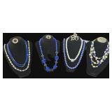 1940ï¿½s-60ï¿½s Art Deco Blue Plastic Beaded Necklace