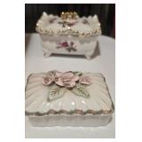 Two Floral Trinket Boxes