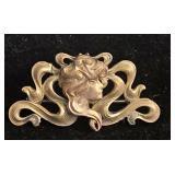 VTG Art Nouveau Style Brass Pin/Female Face