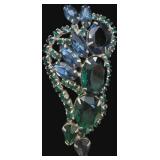 Emerald Green/ Blue Brooch Pin