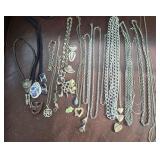 Large lot of silver tone jewelry