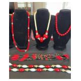 Red/Black/White Beaded Necklaces