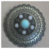S. West Style Brooch w/Faux Turquoise and Pearls