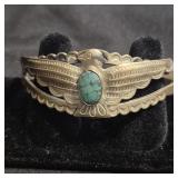 Sterling and Turquoise Appearing Stone Bracelet