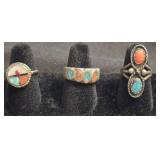 Southwestern Sterling/Turquoise & Coral ? Rings
