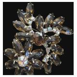 Brown Rhinestone/Aurora Borealis Brooch