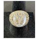 Sterling American Eagle Military Crest Ring