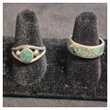 Sterling with Turquoise Appearing Stones Rings
