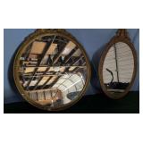 1970 Gold Tone Carved Resin Oval Mirror