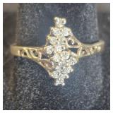 10KP  Gold Ring w/15- 1pt. Diamonds