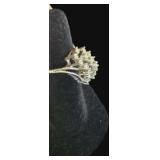 18K HEP  White Gold Waterfall Cluster Ring