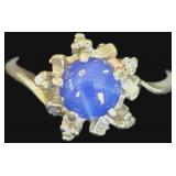 14K Star Sapphire with Diamonds WG Ring