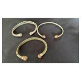 Twisted Copper Cuff Bracelets/Ball Ends (3)