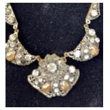 W. Germany Filagree Rhinestone/ Faux Pearl