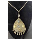 Silver Plated Necklace with Dropped Bells/ Stones