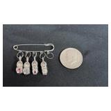 Sterling Silver Pin w/ Baby Shoe Charms