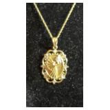 10K Guardian Angel Pendant/Necklace w/ Diamonds