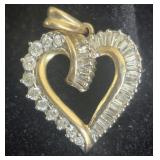 10K Gold Heart w Brilliant Diamonds