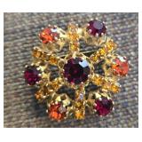 Austrian Crystal W/Vibrant Red,Orange and Gold