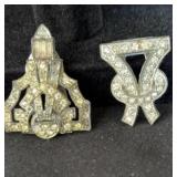 Antique Art Deco Rhinestone Dress Clips