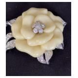Nolan Miller ST Crystal Camellia Cream Flower Pin
