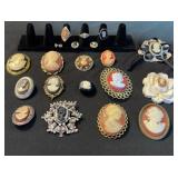 VTG Cameo Brooches, Rings and Earrings