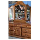 Stain Pine Bed, Dresser, Mirror, Hightstand