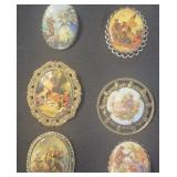 Oval Painted Brooches