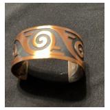 VTG Bell Trading Overlay Copper Cuff Bracelet/ Pin