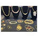 VTG Gold Tone Necklaces/Choker w Enamel