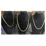 3 Gold Tone Herringbone Necklaces