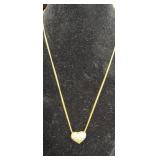 Gold Tone Necklace w/ Heart Shaped Filigree