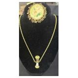 Vintage gold and emerald green jewelry